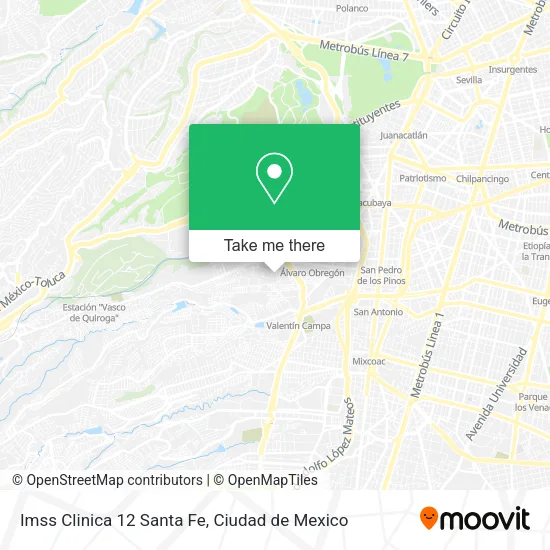 Mapa de Imss Clinica 12 Santa Fe
