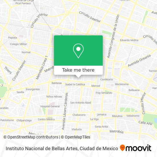 Mapa de Instituto Nacional de Bellas Artes