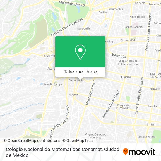 Mapa de Colegio Nacional de Matematicas Conamat