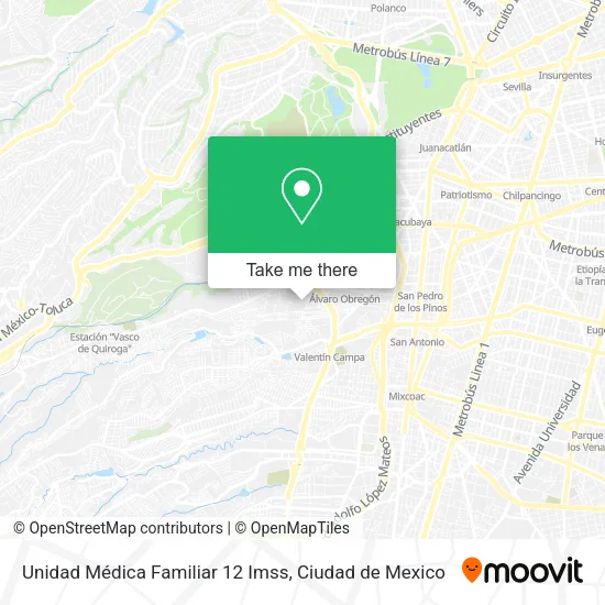 Mapa de Unidad Médica Familiar 12 Imss