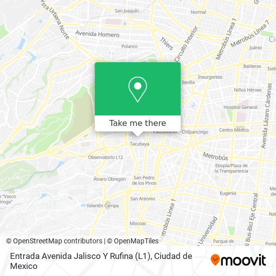 Mapa de Entrada Avenida Jalisco Y Rufina (L1)