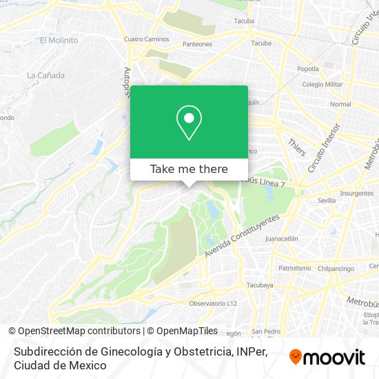 Subdirección de Ginecología y Obstetricia, INPer map