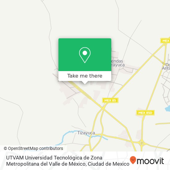 UTVAM Universidad Tecnológica de Zona Metropolitana del Valle de México map