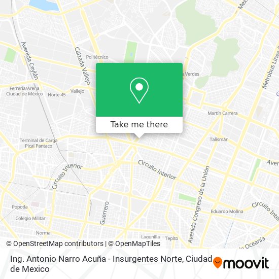 Ing. Antonio Narro Acuña - Insurgentes Norte map