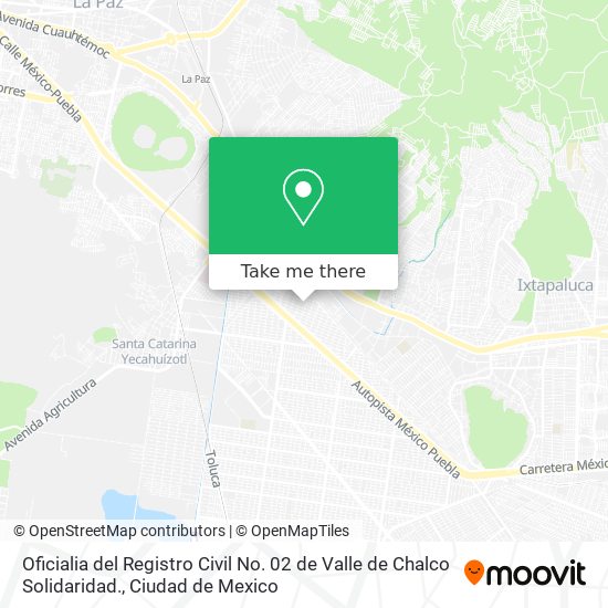 Mapa de Oficialia del Registro Civil No. 02 de Valle de Chalco Solidaridad.