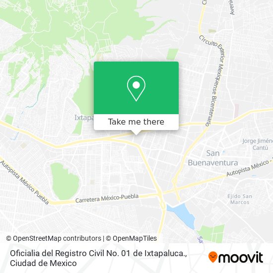 Mapa de Oficialia del Registro Civil No. 01 de Ixtapaluca.