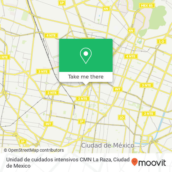Unidad de cuidados intensivos CMN La Raza map