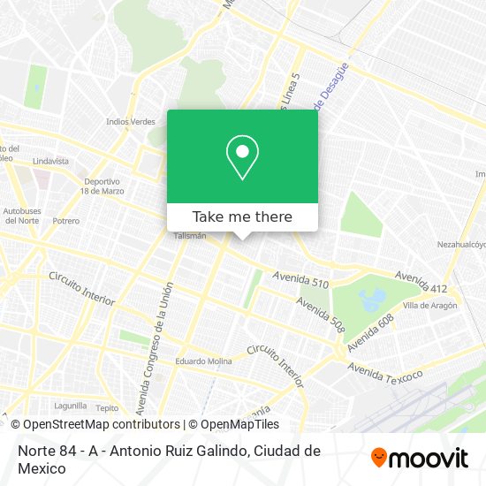 Mapa de Norte 84 - A - Antonio Ruiz Galindo