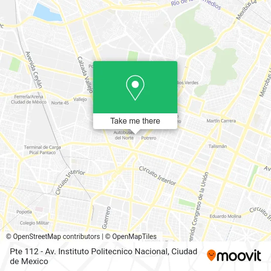 Mapa de Pte 112 - Av. Instituto Politecnico Nacional