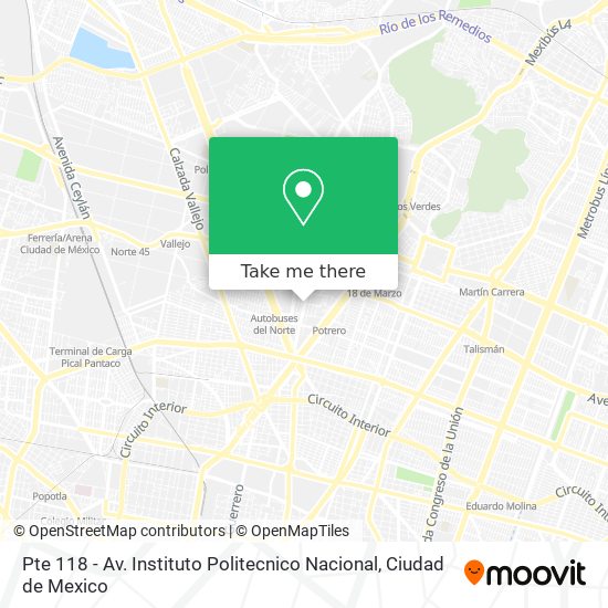 Mapa de Pte 118 - Av. Instituto Politecnico Nacional