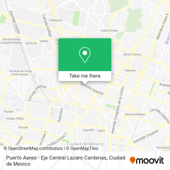 Mapa de Puerto Aereo - Eje Central Lazaro Cardenas