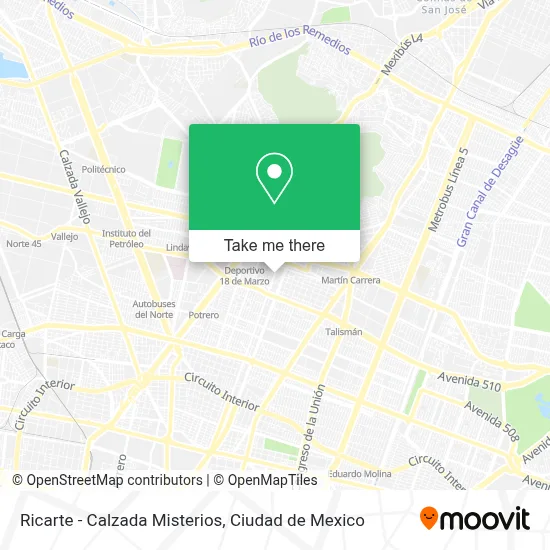 Ricarte - Calzada Misterios map
