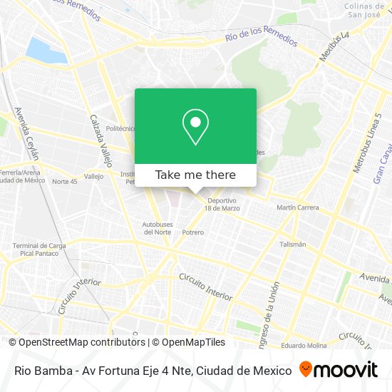 Rio Bamba - Av Fortuna Eje 4 Nte map