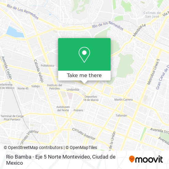 Mapa de Rio Bamba - Eje 5 Norte  Montevideo