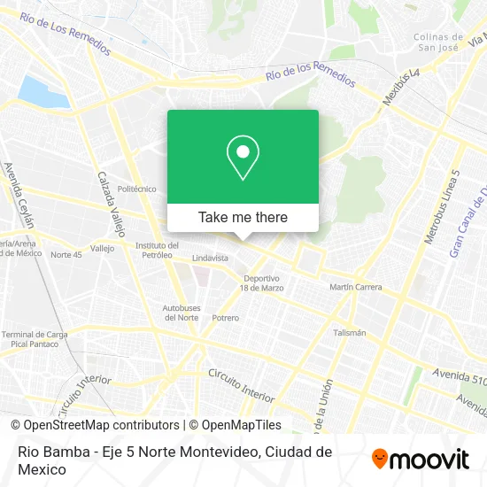 Rio Bamba - Eje 5 Norte  Montevideo map