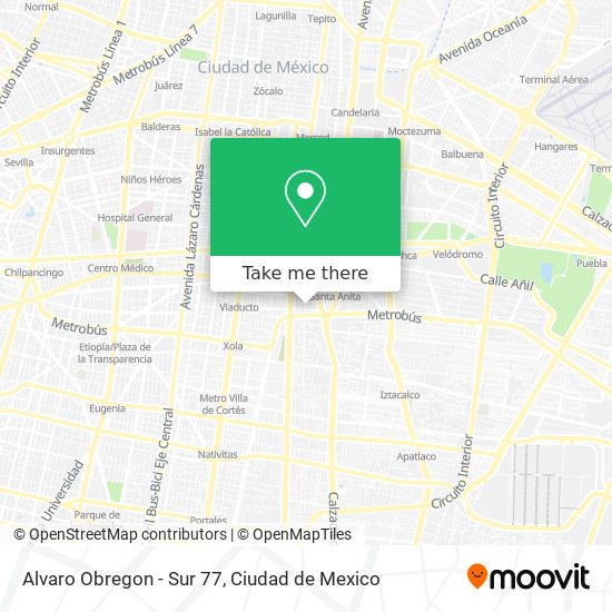 Alvaro Obregon - Sur 77 map