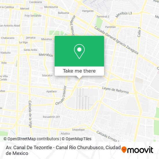 Av. Canal De Tezontle - Canal Rio Churubusco map