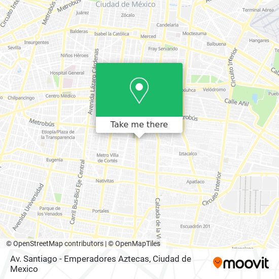 Av. Santiago - Emperadores Aztecas map