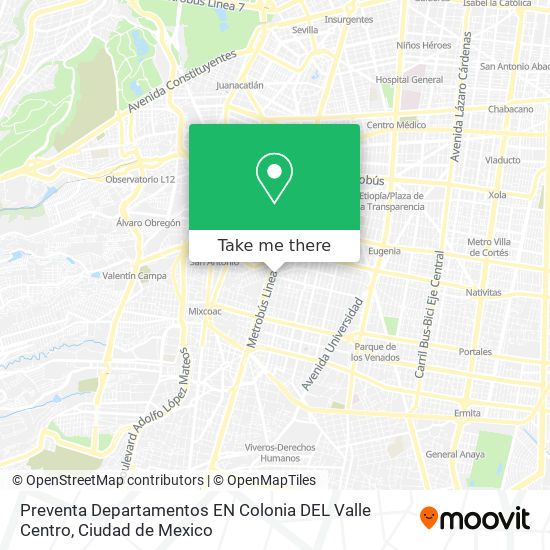 Preventa   Departamentos EN Colonia DEL Valle Centro map
