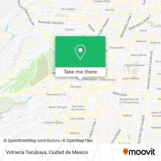 Vidrieria Tacubaya map