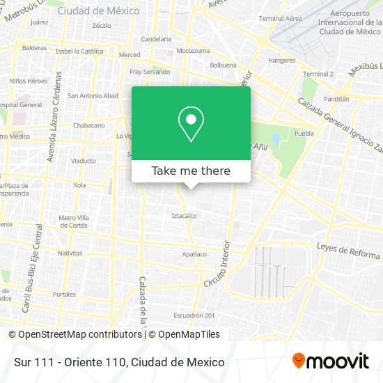 Mapa de Sur 111 - Oriente 110
