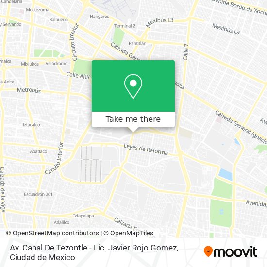 Av. Canal De Tezontle - Lic. Javier Rojo Gomez map