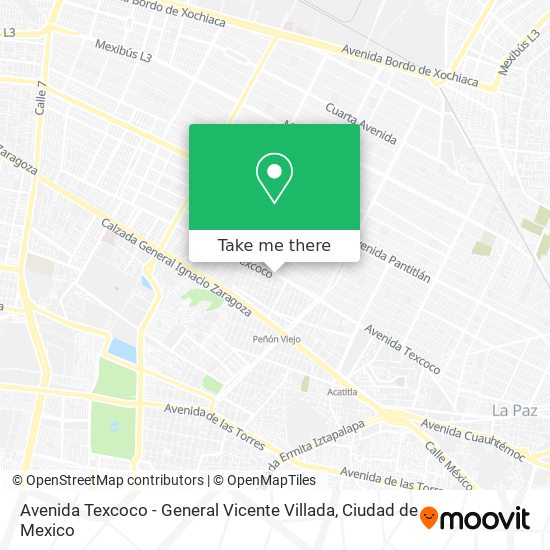 Avenida Texcoco - General Vicente Villada map