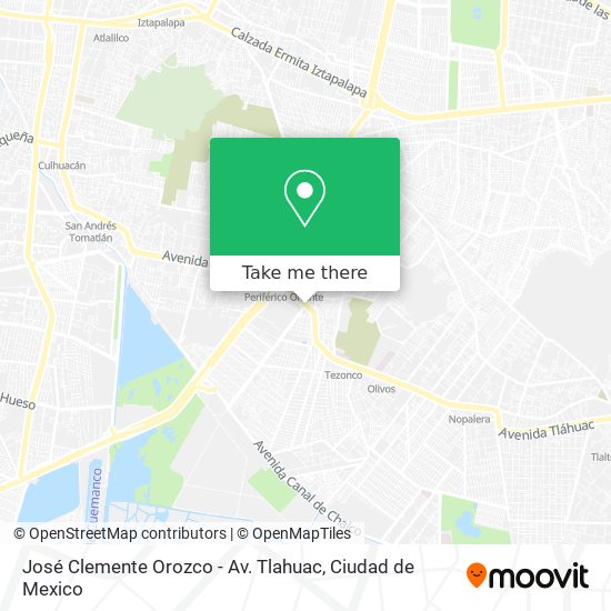 José Clemente Orozco - Av. Tlahuac map