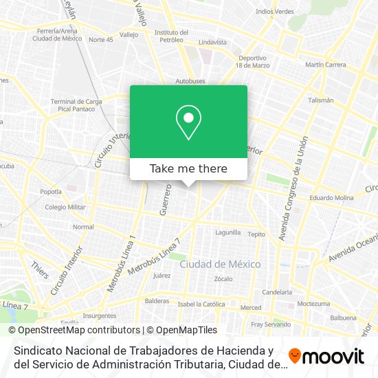 Mapa de Sindicato Nacional de Trabajadores de Hacienda y del Servicio de Administración Tributaria