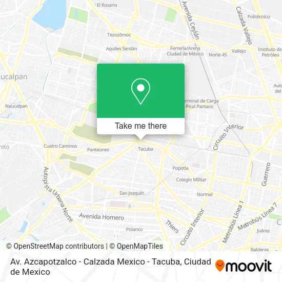 Av. Azcapotzalco - Calzada Mexico - Tacuba map