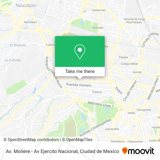 Av. Moliere - Av Ejercito Nacional map