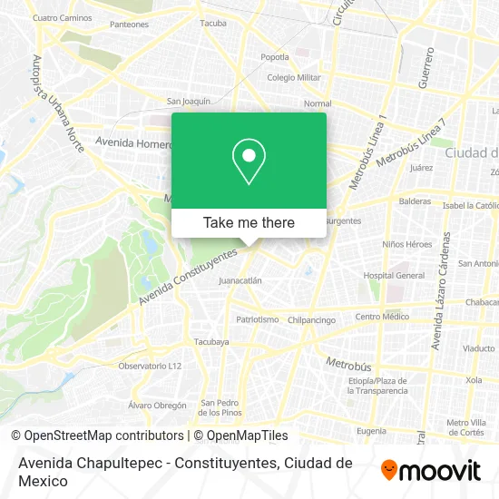 Avenida Chapultepec - Constituyentes map