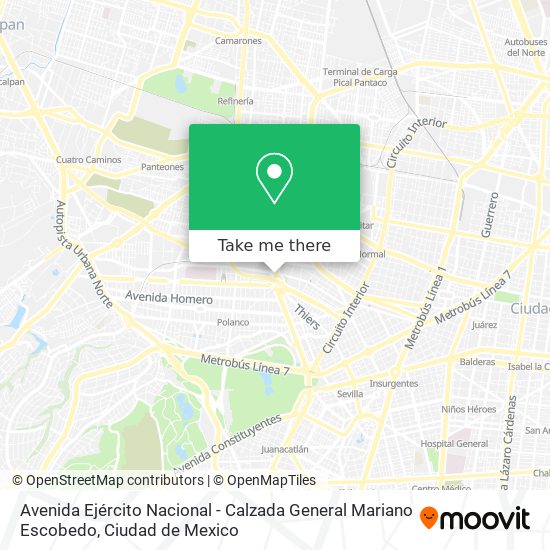 Avenida Ejército Nacional - Calzada General Mariano Escobedo map