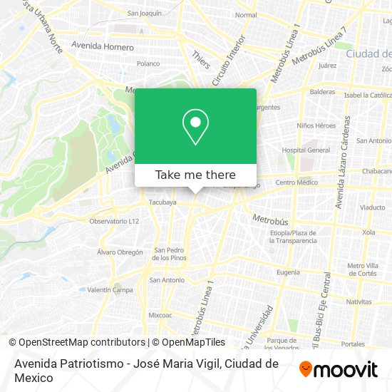 Avenida Patriotismo - José Maria Vigil map