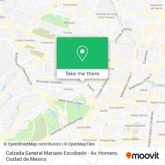 Calzada General Mariano Escobedo - Av. Homero map