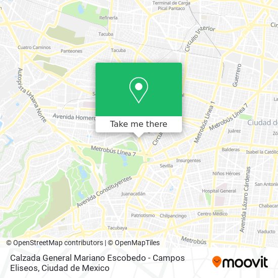 Calzada General Mariano Escobedo - Campos Eliseos map