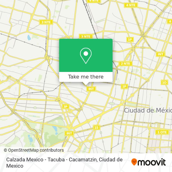 Calzada Mexico - Tacuba - Cacamatzin map