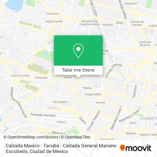 Calzada Mexico - Tacuba - Calzada General Mariano Escobedo map