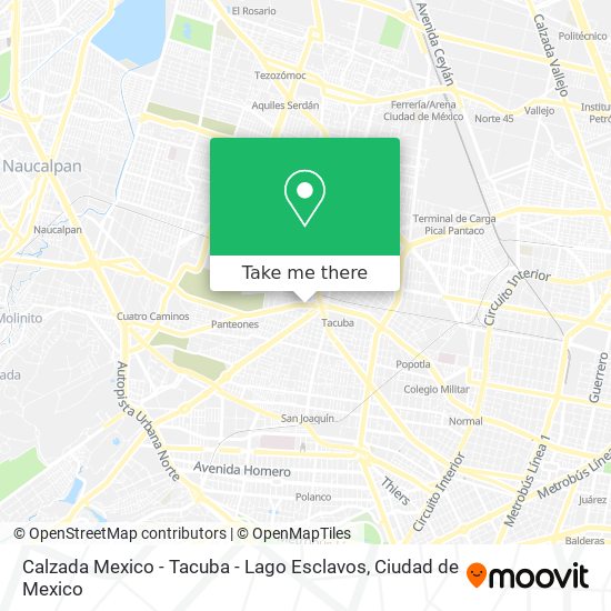 Calzada Mexico - Tacuba - Lago Esclavos map