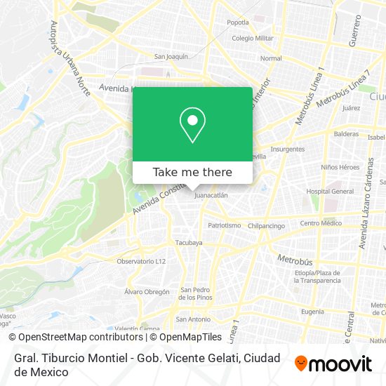 Gral. Tiburcio Montiel - Gob. Vicente Gelati map