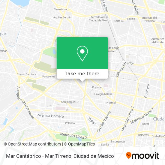 Mapa de Mar Cantábrico - Mar Tirreno