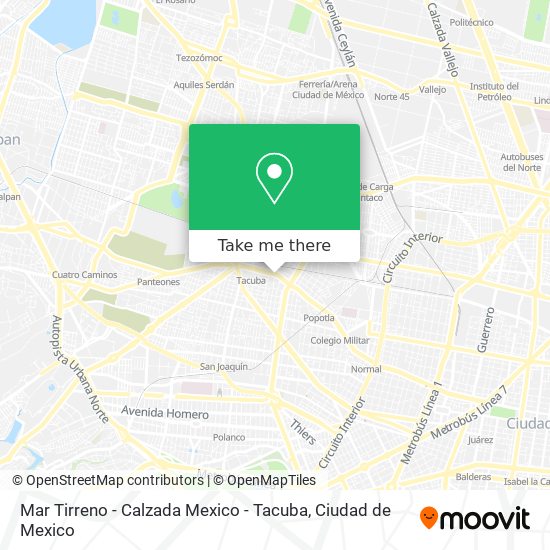 Mar Tirreno - Calzada Mexico - Tacuba map