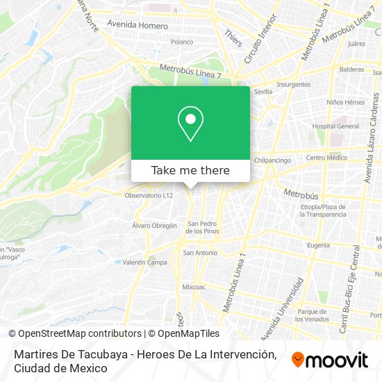 Mapa de Martires De Tacubaya - Heroes De La Intervención