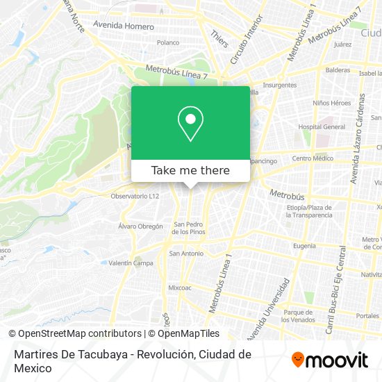 Martires De Tacubaya - Revolución map