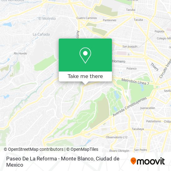 Mapa de Paseo De La Reforma - Monte Blanco