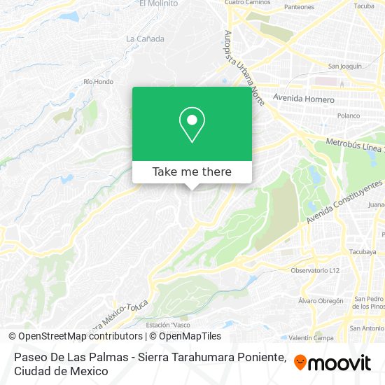 Paseo De Las Palmas - Sierra Tarahumara Poniente map