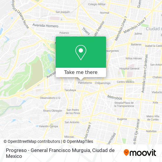How to get to Progreso General Francisco Murguia in Miguel Hidalgo by