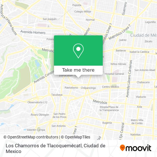Los Chamorros de Tlacoquemécatl map