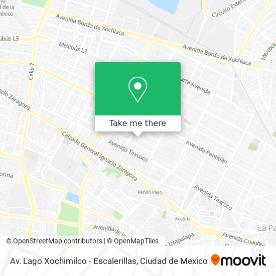 Av. Lago Xochimilco - Escalerillas map