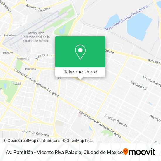 Mapa de Av. Pantitlán - Vicente Riva Palacio